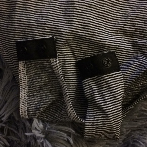 Off the shoulder black and white striped bodysuit. - Picture 2 of 3